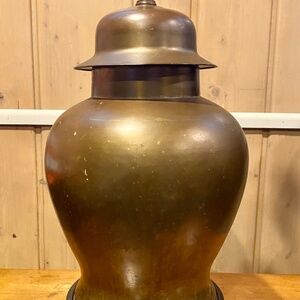 Brass Ginger Jar Table Lamp. Large Electric Lighting Urn. Vintage.